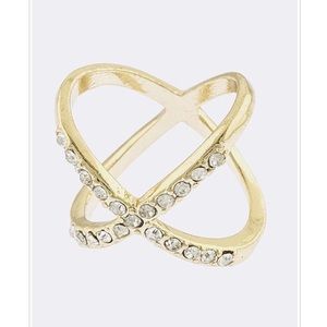Crystal Crossed Ring